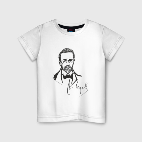 Детская футболка хлопок А. Чехов, цвет белый