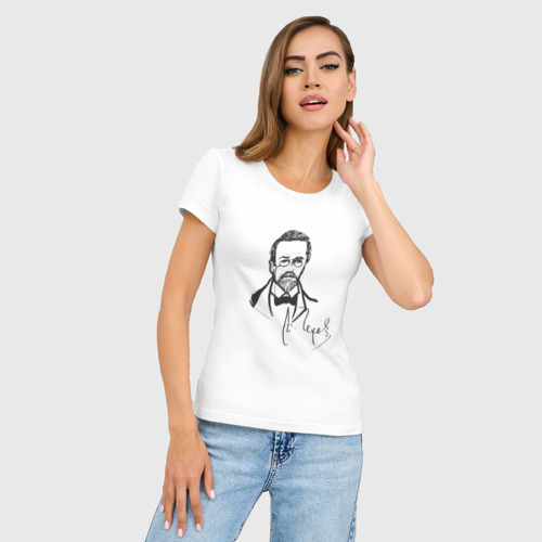 Женская футболка хлопок Slim А. Чехов, цвет белый - фото 3