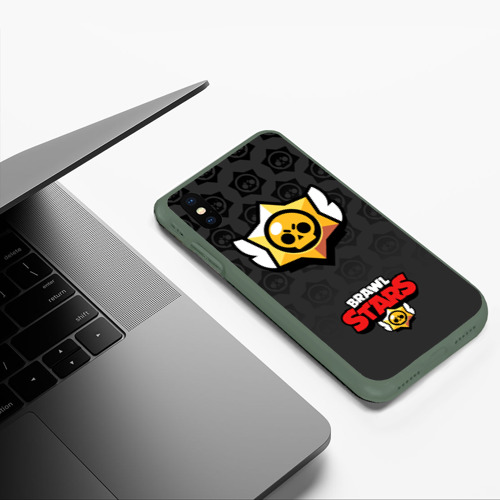 Чехол для iPhone XS Max матовый Brawl Stars Бравл старс, цвет темно-зеленый - фото 5