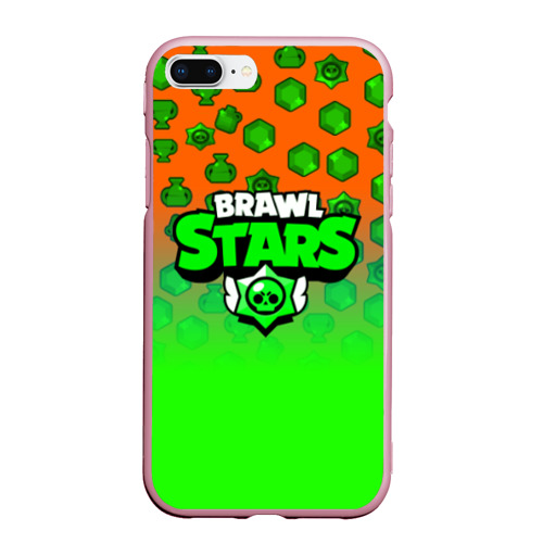 Чехол для iPhone 7Plus/8 Plus матовый BRAWL STARS, цвет розовый