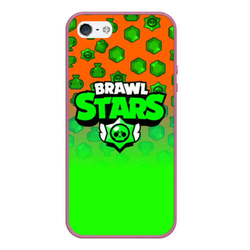 Чехол для iPhone 5/5S матовый BRAWL STARS, цвет розовый