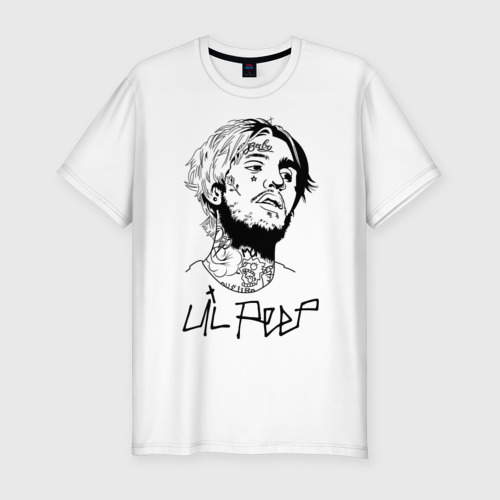 Мужская футболка хлопок Slim с принтом Lil Peep, вид спереди #2