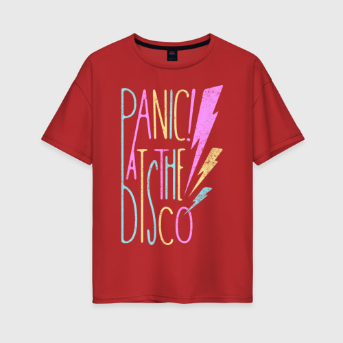 Женская футболка хлопок Oversize Panic! At the Disco, цвет красный