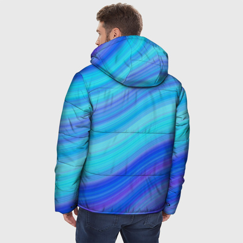 Мужская зимняя куртка 3D с принтом Абстракция волны, вид сзади #2