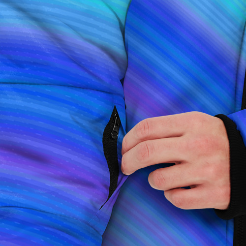 Мужская зимняя куртка 3D с принтом Абстракция волны, вид сбоку #3
