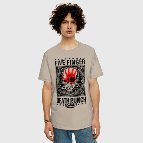 Мужская футболка хлопок Oversize с принтом Five Finger Death Punch, фото на моделе #1