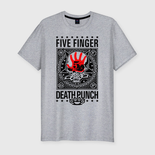 Мужская футболка хлопок Slim с принтом Five Finger Death Punch, вид спереди #2