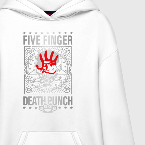 Худи SuperOversize хлопок Five Finger Death Punch, цвет белый - фото 3