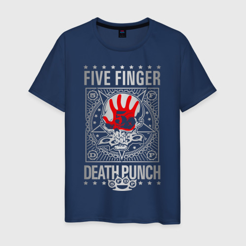 Мужская футболка из хлопка с принтом Five Finger Death Punch, вид спереди №1