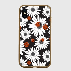 Чехол для iPhone XS Max матовый Божьи коровки на ромашках
