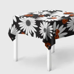 Скатерть 3D Божьи коровки на ромашках