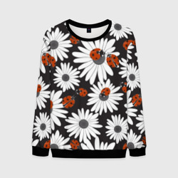 Мужской свитшот 3D Божьи коровки на ромашках