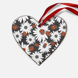 Деревянная игрушка Сердце Божьи коровки на ромашках