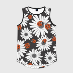 Мужская спортивная майка 3D Божьи коровки на ромашках