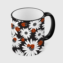 Кружка с полной запечаткой Божьи коровки на ромашках