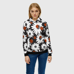 Женская толстовка 3D Божьи коровки на ромашках - фото 2