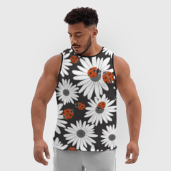 Мужская спортивная майка 3D Божьи коровки на ромашках - фото 2