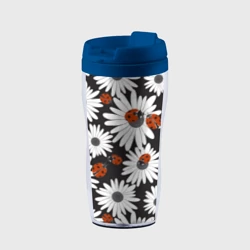 Термокружка-непроливайка Божьи коровки на ромашках
