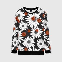 Женский свитшот 3D Божьи коровки на ромашках
