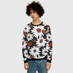 Мужской свитшот 3D Божьи коровки на ромашках - фото 2