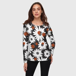 Женский лонгслив 3D Божьи коровки на ромашках - фото 2