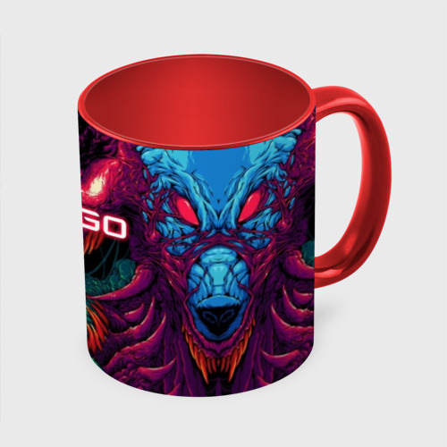 Кружка с полной запечаткой CS GO Hyper Beast, цвет белый + красный - фото 3