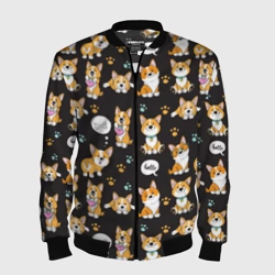Мужской бомбер 3D Милые пёсики - корги
