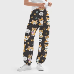 Женские джоггеры оверсайз 3D Милые пёсики - корги - фото 2