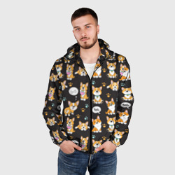 Мужская ветровка 3D Милые пёсики - корги - фото 2