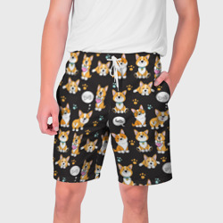 Мужские шорты 3D Милые пёсики - корги