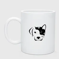 Кружка керамическая Кот и пёс - коллаборация