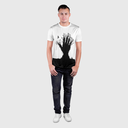 Мужская футболка 3D Slim Дерево-рука - экология, цвет 3D печать - фото 4