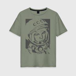 Женская футболка хлопок Oversize Гагарин