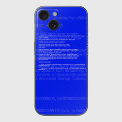 Чехол для iPhone 15 силиконовый с защитой камеры Синий экран смерти