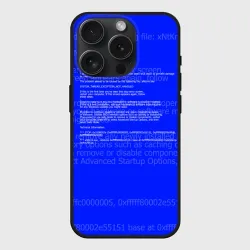 Чехол силиконовый для Apple iPhone 15 Pro Мax матовый Синий экран смерти