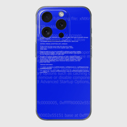 Чехол для iPhone 15 Pro силиконовый с защитой камеры Синий экран смерти