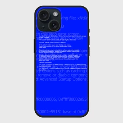 Чехол силиконовый для Apple iPhone 15 матовый Синий экран смерти