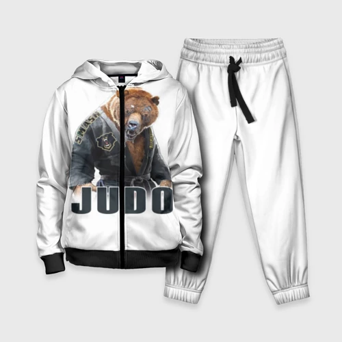 Детский костюм 3D с принтом Judo, вид спереди #2