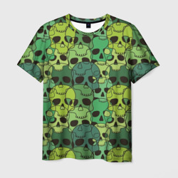 Зеленые черепа - паттерн – Мужская футболка 3D с принтом купить со скидкой в -26%