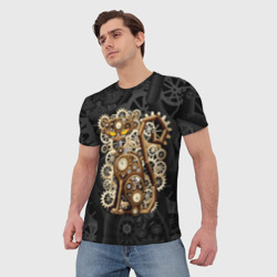 Мужская футболка 3D Кошка в стиле стимпанк - фото 2