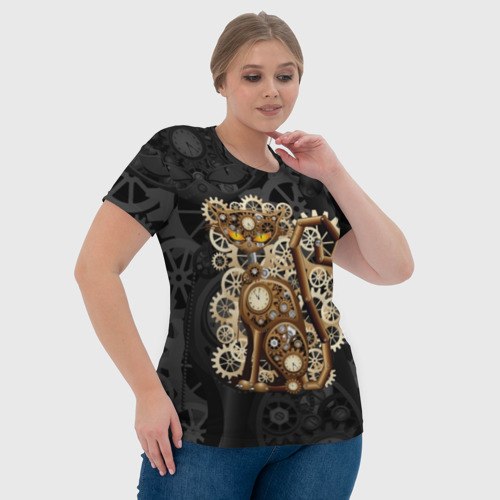 Женская футболка 3D Кошка в стиле стимпанк, цвет 3D печать - фото 6