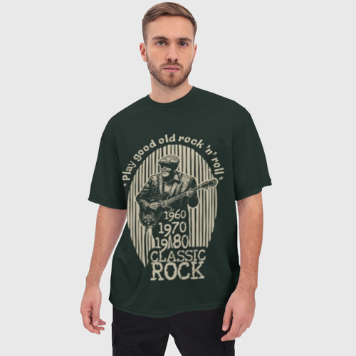 Мужская футболка oversize 3D Старый рок-н-ролл, цвет 3D печать - фото 3