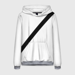 Мужская толстовка 3D Ремень безопасности - черная полоса прикол на белом