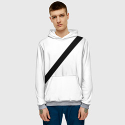 Мужская толстовка 3D Ремень безопасности - черная полоса прикол на белом - фото 2