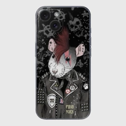 Чехол для iPhone 15 силиконовый с защитой камеры Крыса в косухе