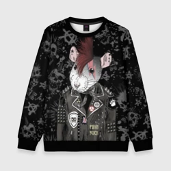 Детский свитшот 3D Крыса в косухе