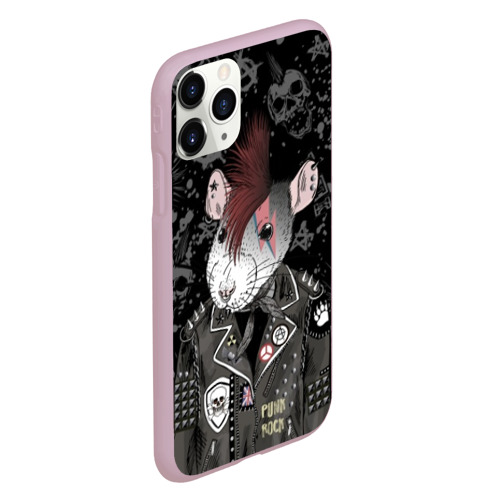Чехол для iPhone 11 Pro матовый Крыса в косухе, цвет розовый - фото 3