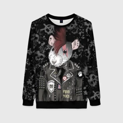 Женский свитшот 3D Крыса в косухе