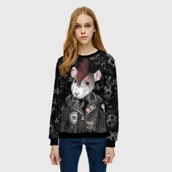 Женский свитшот 3D Крыса в косухе - фото 2