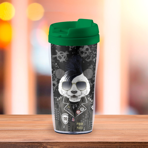 Термокружка-непроливайка Панда в косухе, цвет зеленый - фото 3
